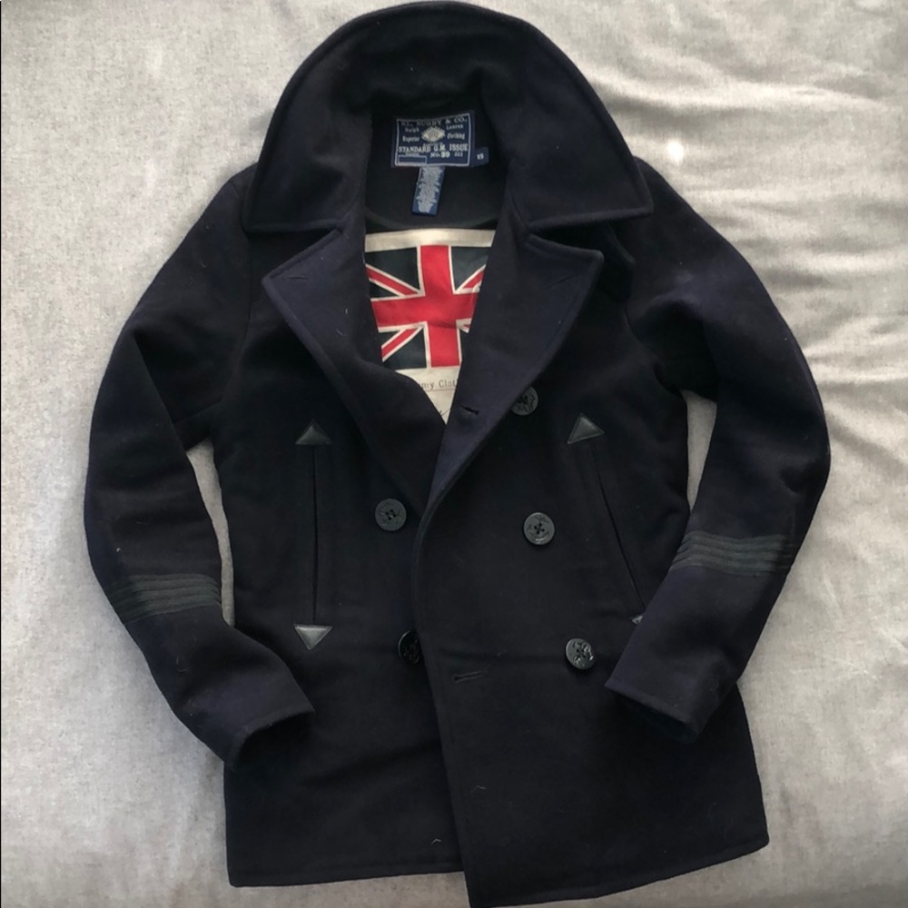 Rugby Ralph Lauren slim wool pea coat, navy small